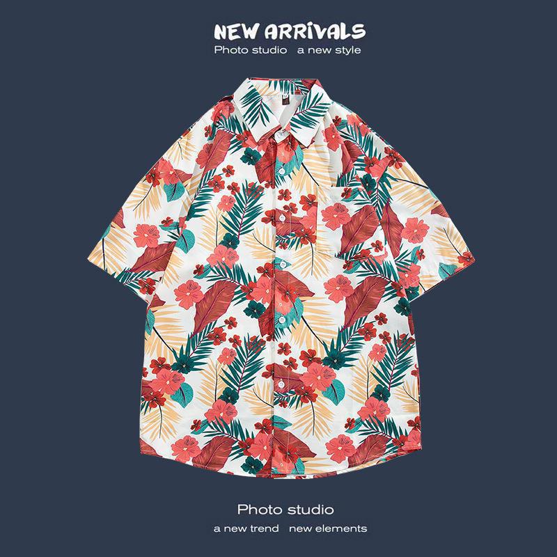 Hot-selling Couple Flower Shirt South East Asia Style Hawaiian Beach Wear Loose Casual Jacket Spot