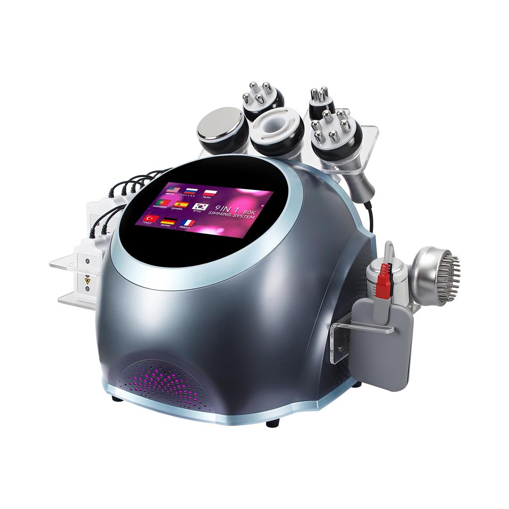 9-in-1 40kHz Cavitation 0.5MHz RF Laser 9 Heads LED Touchscreen Air Cooled 110V-220V AC Salon Body Contouring