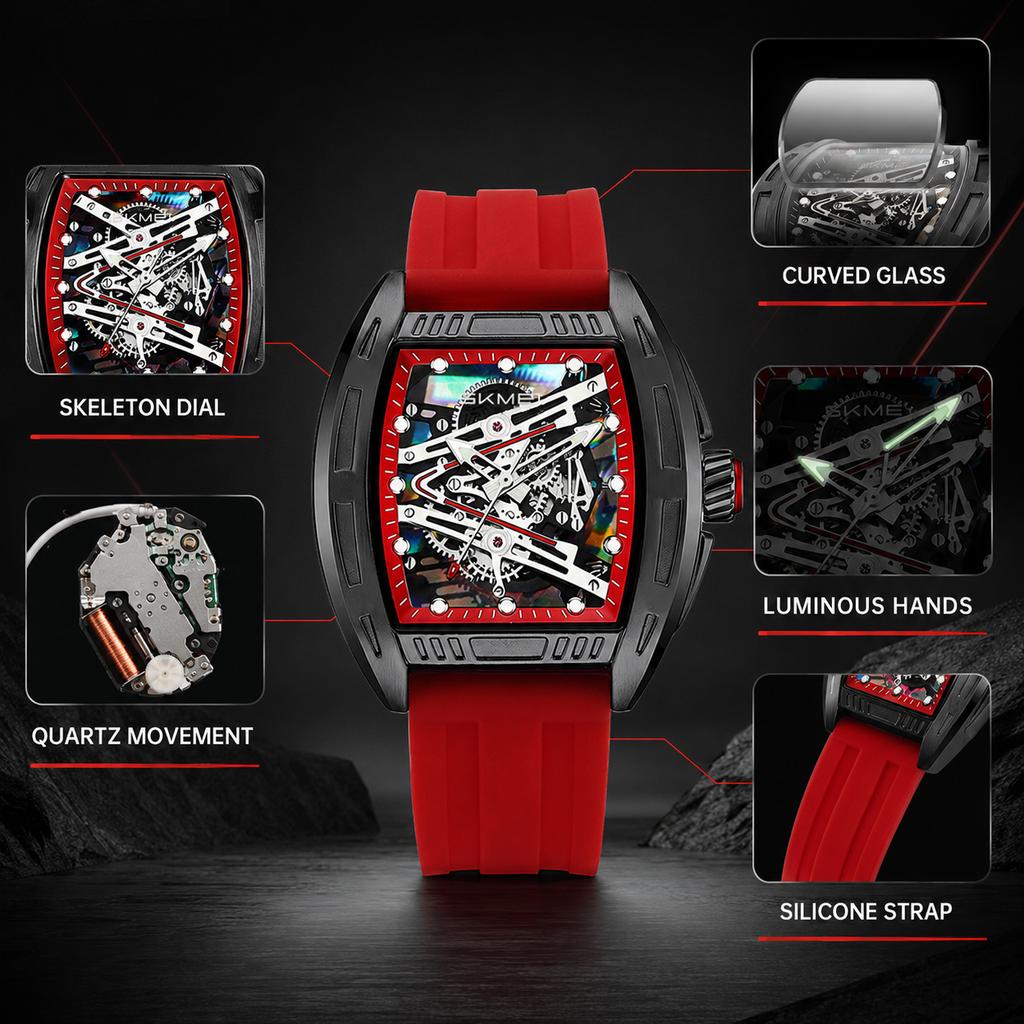 SKMEI 7068 Fashion Quartz Watches For Men 30M Waterproof Women Cool Wristwatch Creative Dial Light Hands Clock Street Style