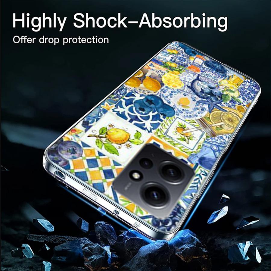 Mediterranean Lemon Phone Case For Redmi Note 14 15 Pro 5G 13 12 Pro Plus 11 11T 11E 11S 10 Pro 10S 9 9S Cover Cell Clear TPU Ca
