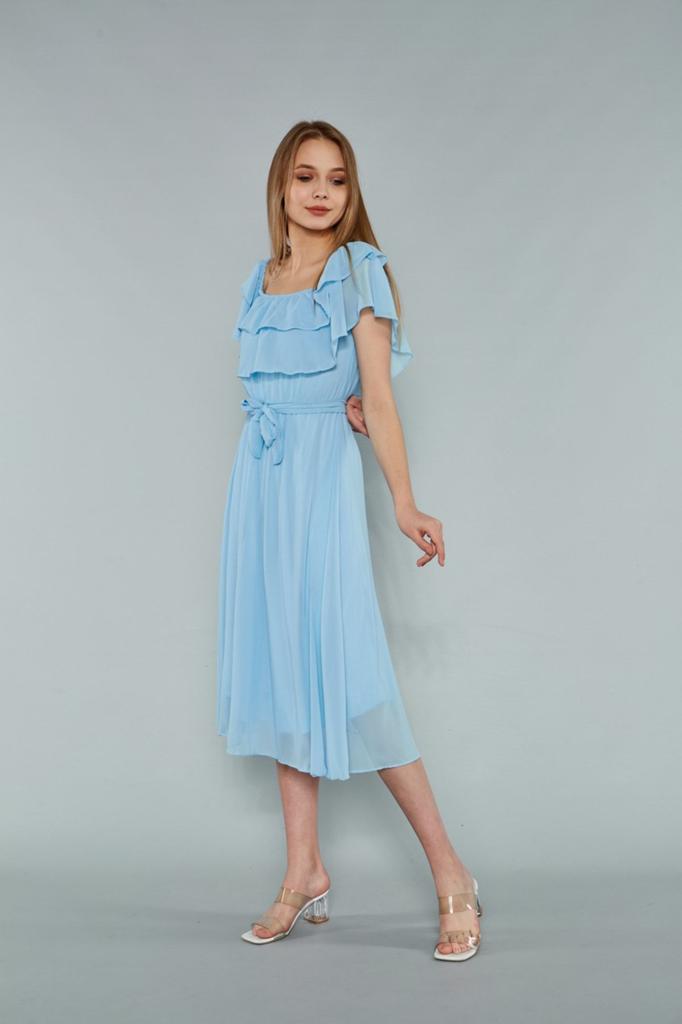 Women's Big Size Dress Carmen Collar Chiffon Dress