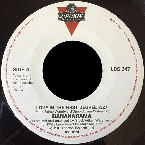 7inch Record BANANARAMA - Love In The First Degree LDS247 LONDON 1987 Canada Dance & Electronica Used