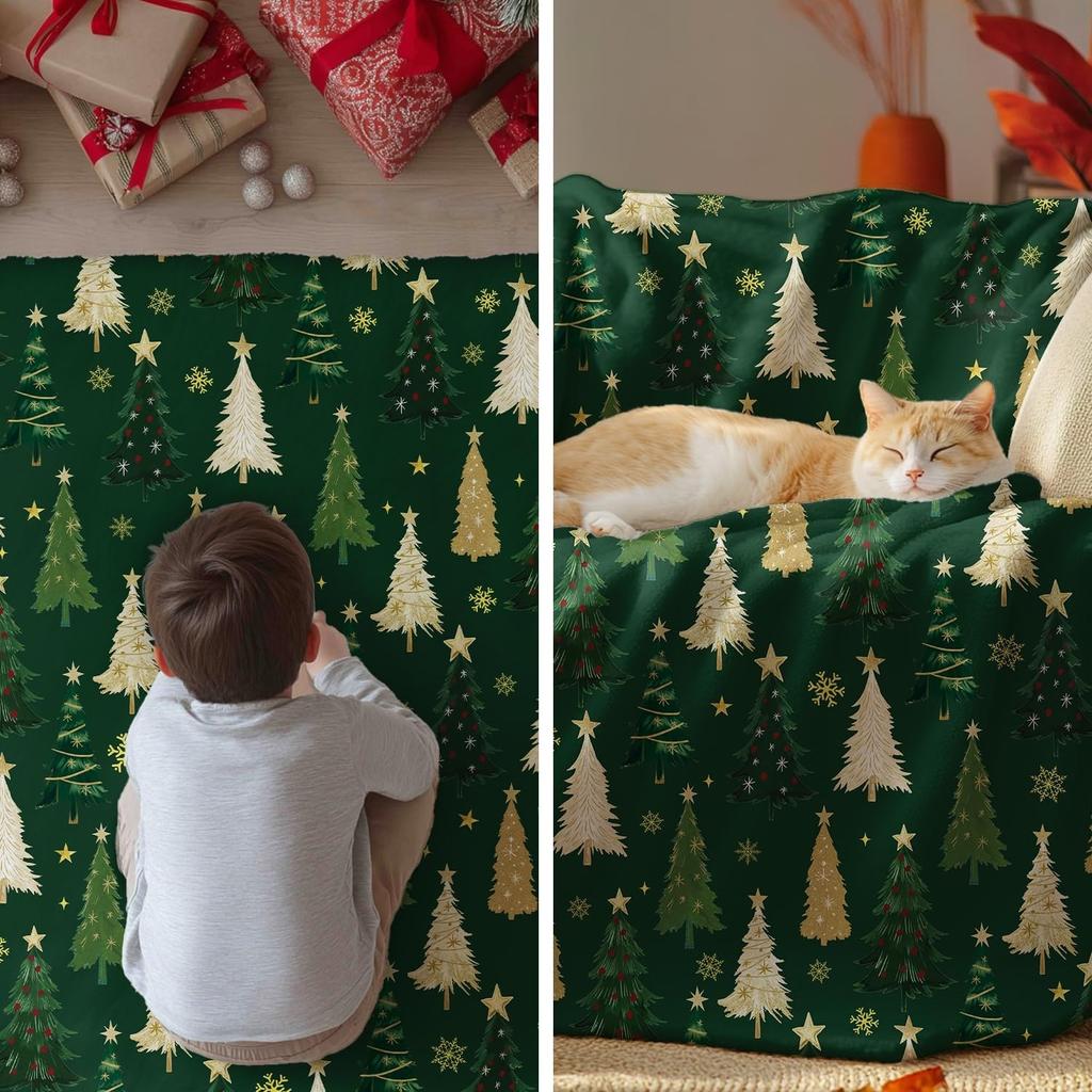 Christmas Flannel Blanket Throw Christmas Red Tree Plush Cozy Fleece Blankets for Couch Sofa Bed Ideal Gifts for Kids Adults