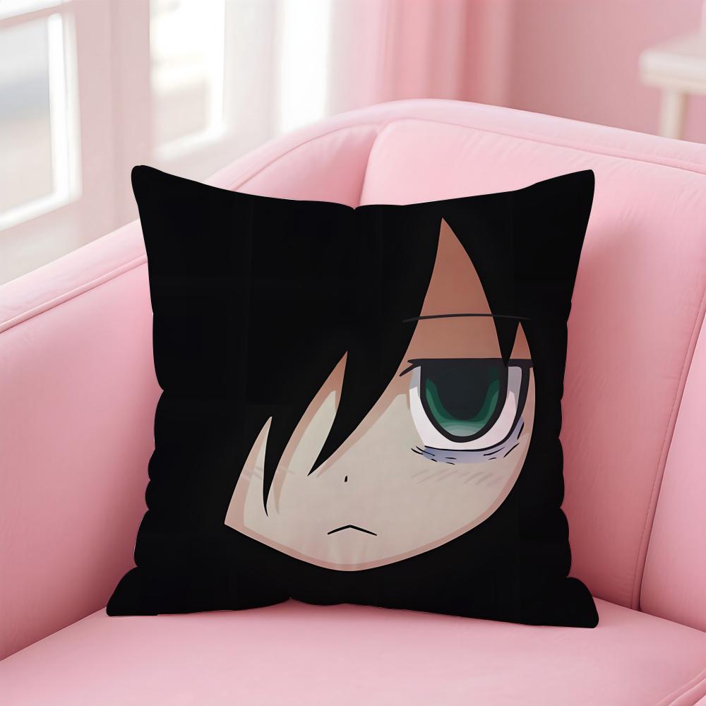 Watamote K-Kuroki T-Tomoko Cushion Cover Linen Pillowcase Cover Soft Decor For Sofa Home Room