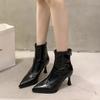 Fashion 2025Women Slim Ankle Boots Fashion Elegant Pointed Toe Soft Leather Shoes Thin High Heel Autumn Winter  Morder Short Booties