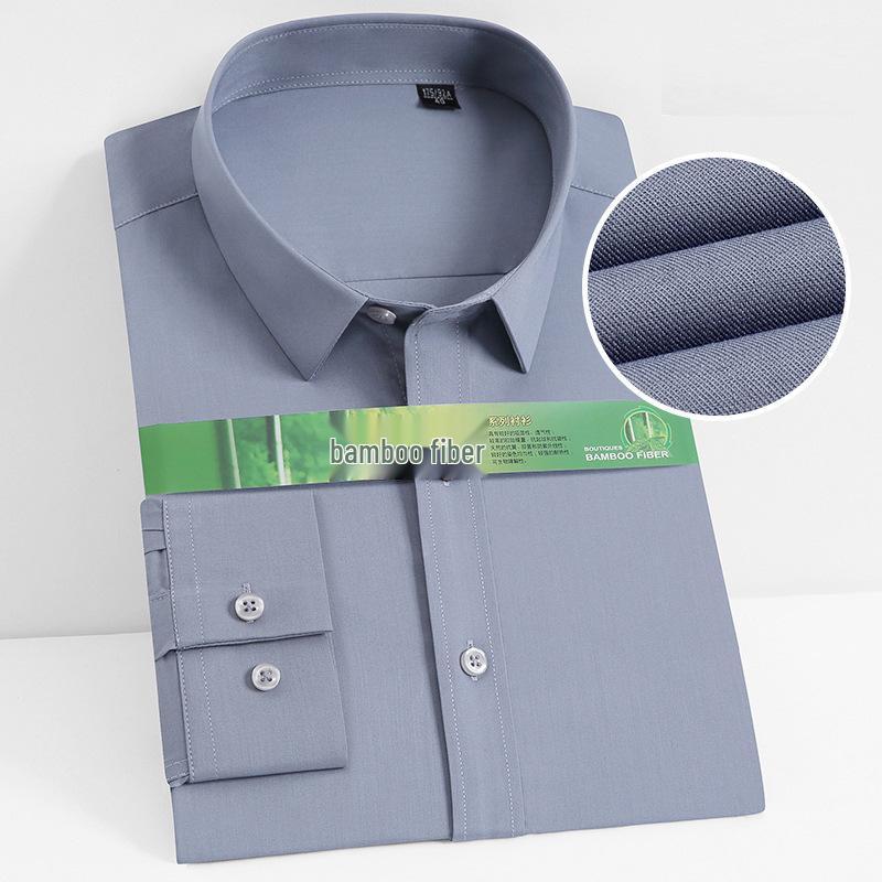 Men's Bamboo Fiber Wrinkle-Resistant Breathable Shirt - Summer Cool, Long/Short Sleeve, Solid White, High-End Professional