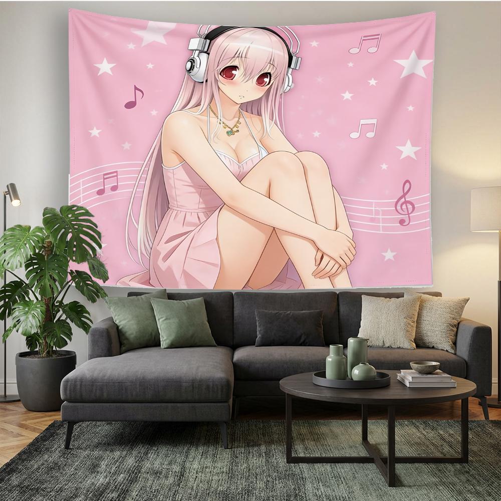 SSuper Sonico Manga Cartoon Tapestry Room Decor Wall Cloth Party Hanging Background Room Decor Baby Room