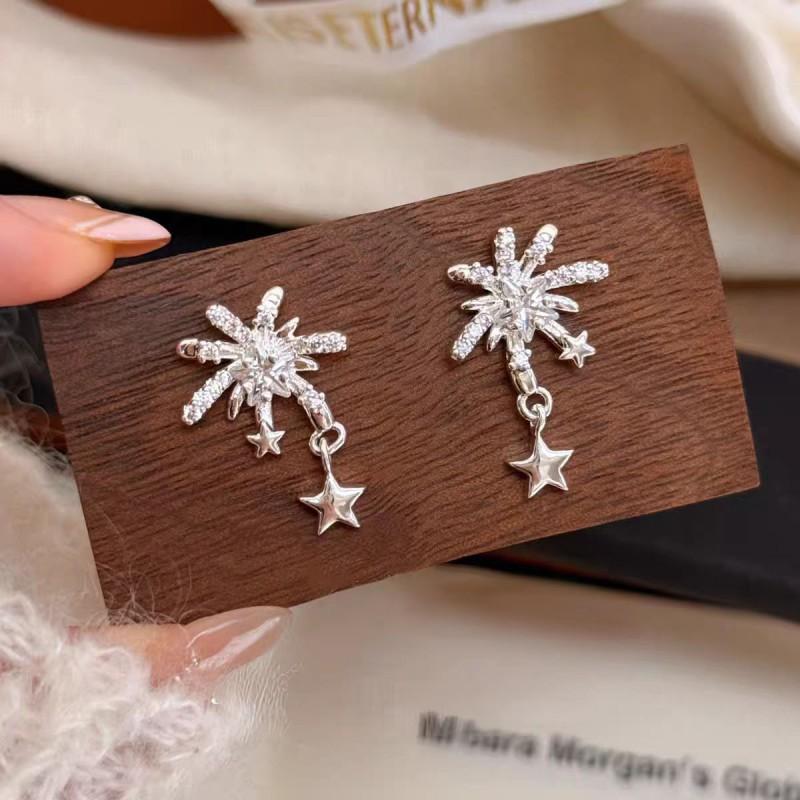 Womens Star Zircon Earrings Dainty Mosquito Coil Clip On Needle Fashion Small Design