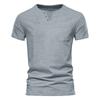 Summer Casual T-shirt Men's Fashion Trend Sports Slim Solid Color V-neck Pocket Men's Top