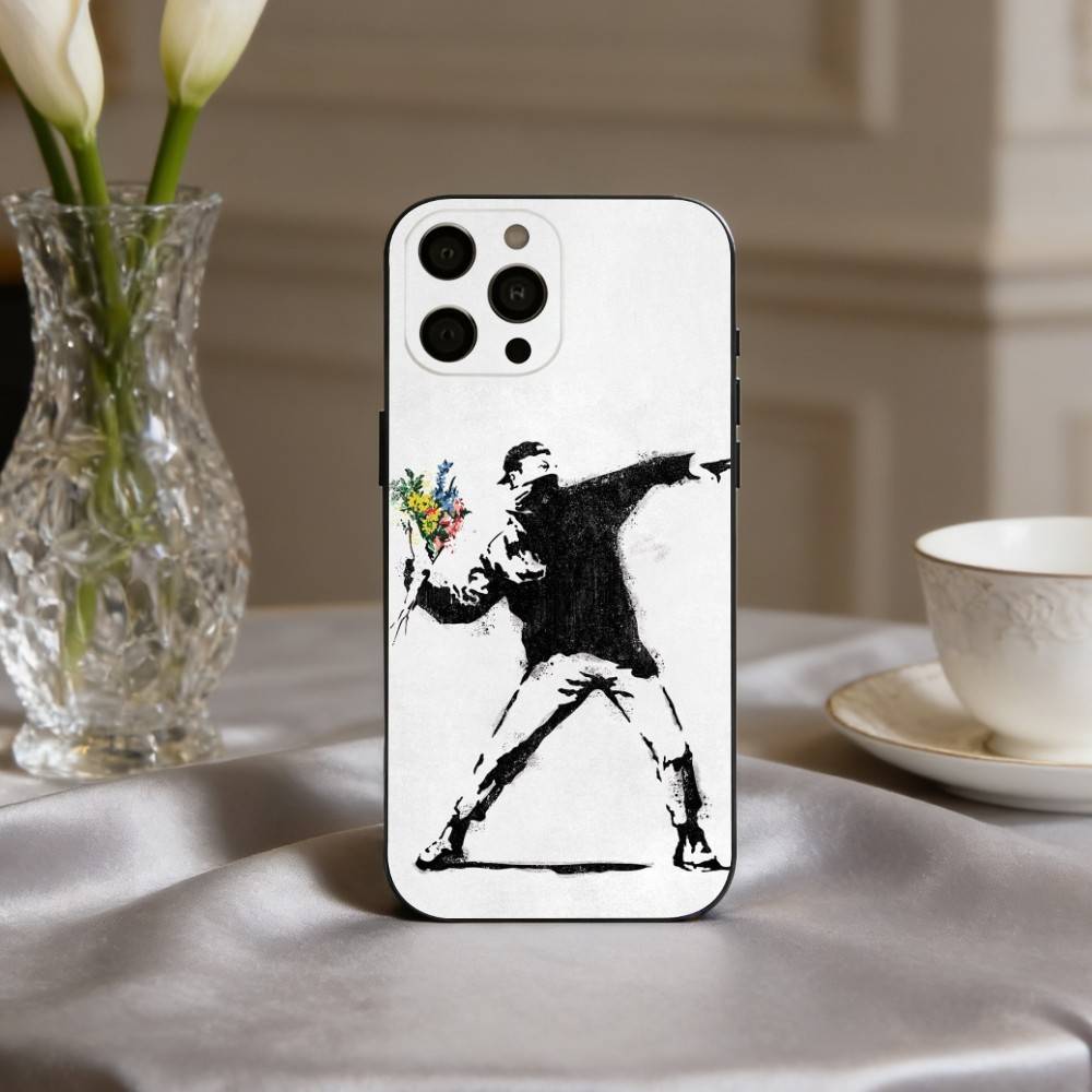 S-Street Art B-Banksy G-Graffiti  Phone Case For iPhone 17pro,16,15,14,13,12,11 Plus,Pro Max,XS,Soft Silicone Black Cover