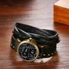 Unisex Braided Leather Strap Antique Waterproof Analog Display Leather Bracelet Watch with Quartz Wide Range of Functions Perfect Gift for Day Watch