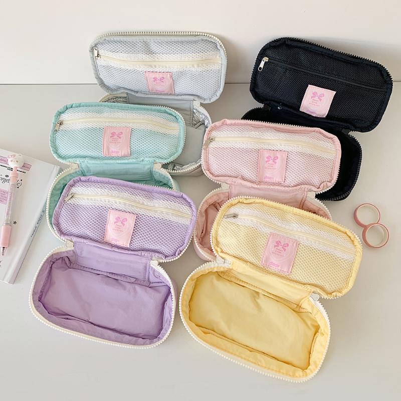 Candy Color Ballet Style Soft Pencil Case Girl Bowknot Stationery Storage Bag High-Value Vertical Pencil Case