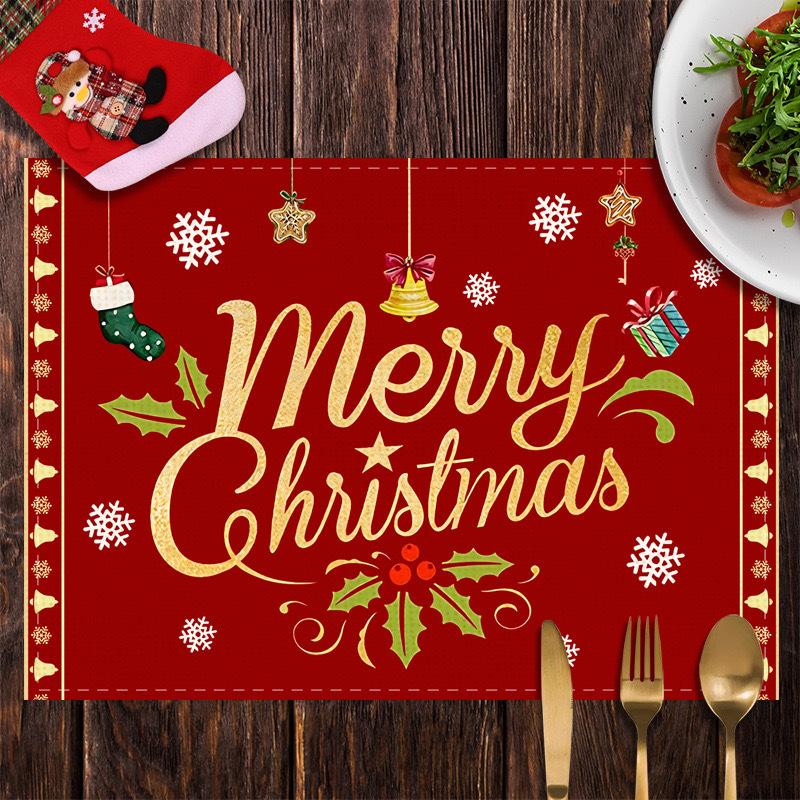Christmas Table Mats Snowflake Tree Printed Placemats Dining Coffee Tables Decor Holiday Placemats Waterproof Festive Accessories Xmas Table Runner