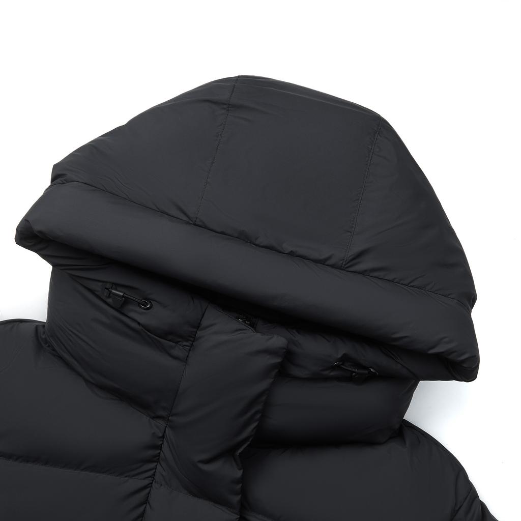 Li Ning Hot Pot Down Series Loose Hooded Solid Color Cold Resistant Outdoor Warm Versatile Long Down Jacket Women Outerwear Black AYMU232-4