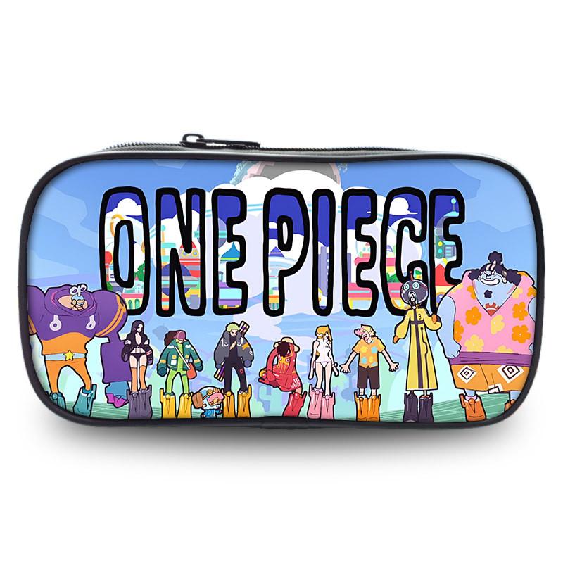 Stylish One Piece Student Pencil Case With Luffy And Zoro Skill Print Oxford Material