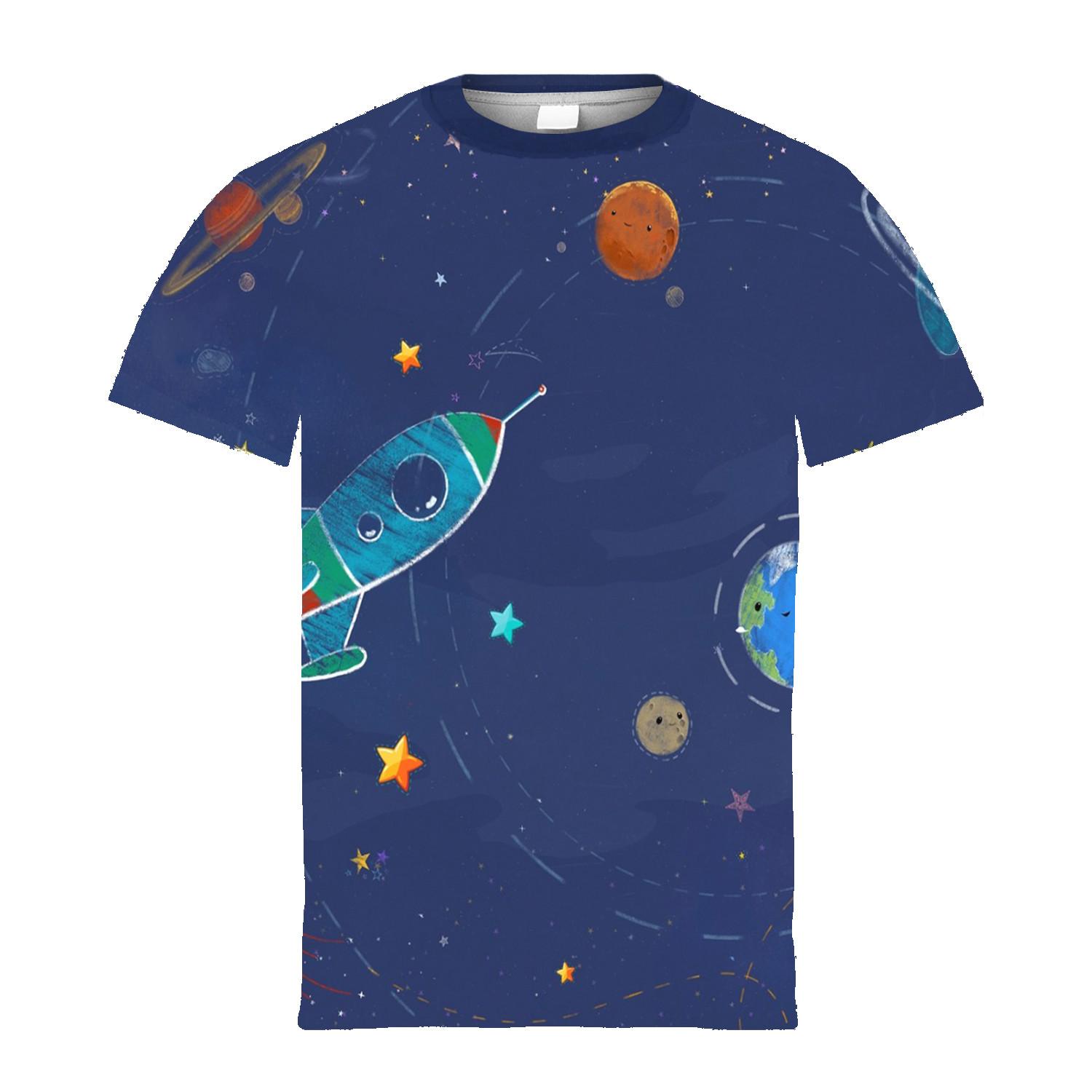 

Летняя футболка со звездным небом, детский топ, космическая галактика, астронавт, детская футболка с 3d принтом Вселенной, звездное небо для мальчиков и девочек 160