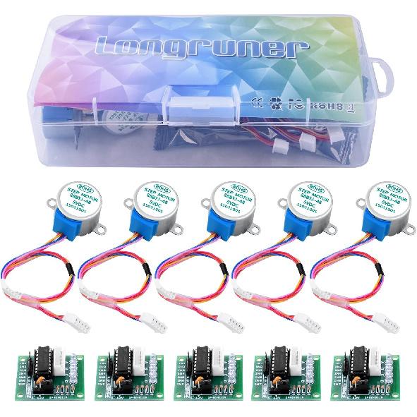 Longruner 5X Geared Stepper Motor 28byj 48 Uln2003 5v Stepper Motor Uln2003 Driver Board with ArduinoIDE (no Wire)