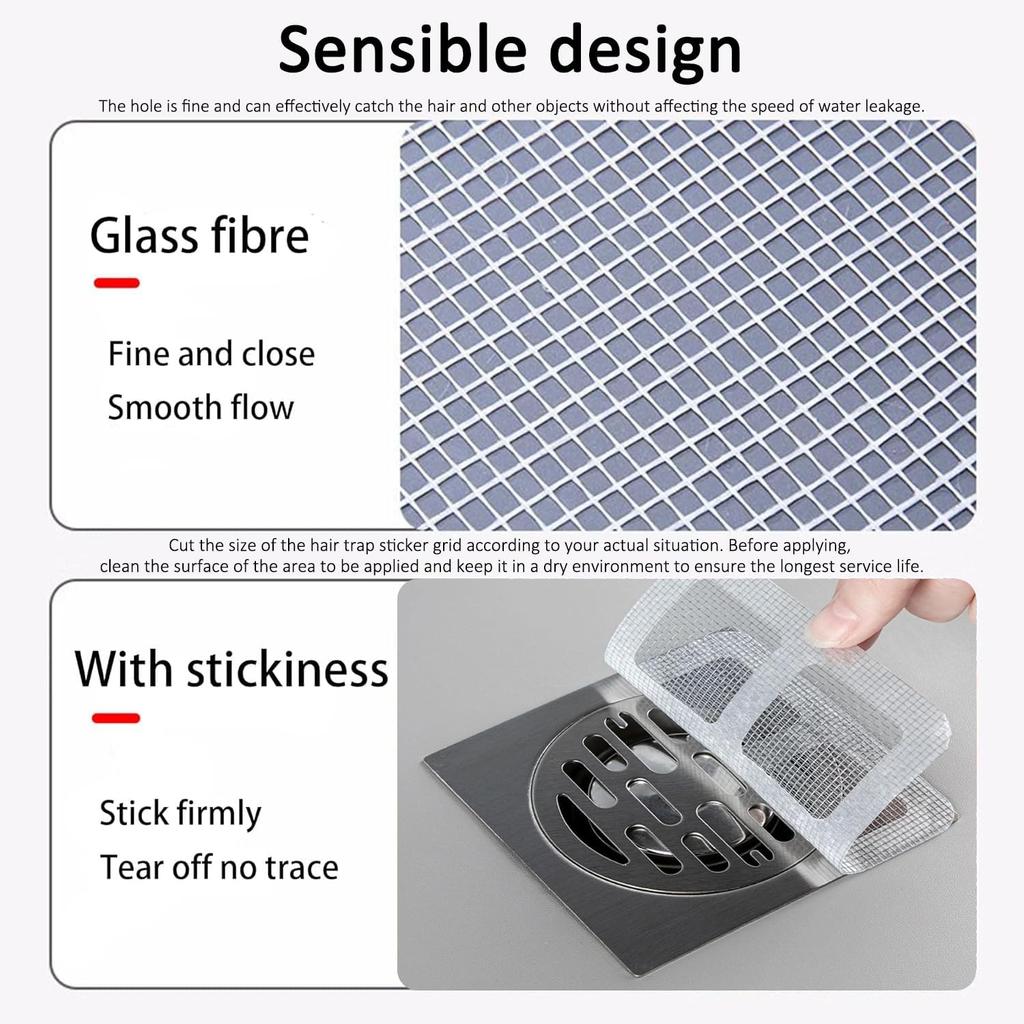 30pcs Disposable Shower Drain Cover Hair Catcher Shower Drain Mesh Sticker Sewer Filter Screen for Bathroom Laundry Bathtub Sink