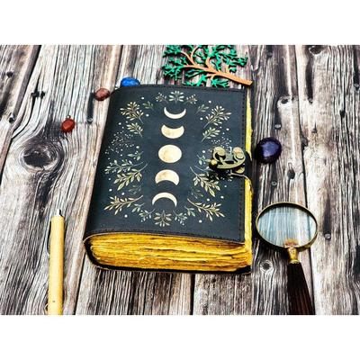 Carnet de croquis de voyage en cuir Sun Moon pour hommes et femmes, fabriqué à la main en antiquité, Decle Edge, pepar, pour hommes et femmes