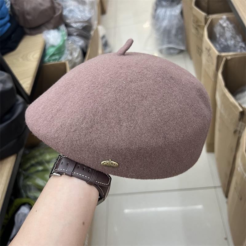 

Мисс стильная шерстяная беретка женская осень и зима ощущение ретро теплая универсальная шляпа художника тренд M（56-58cm）