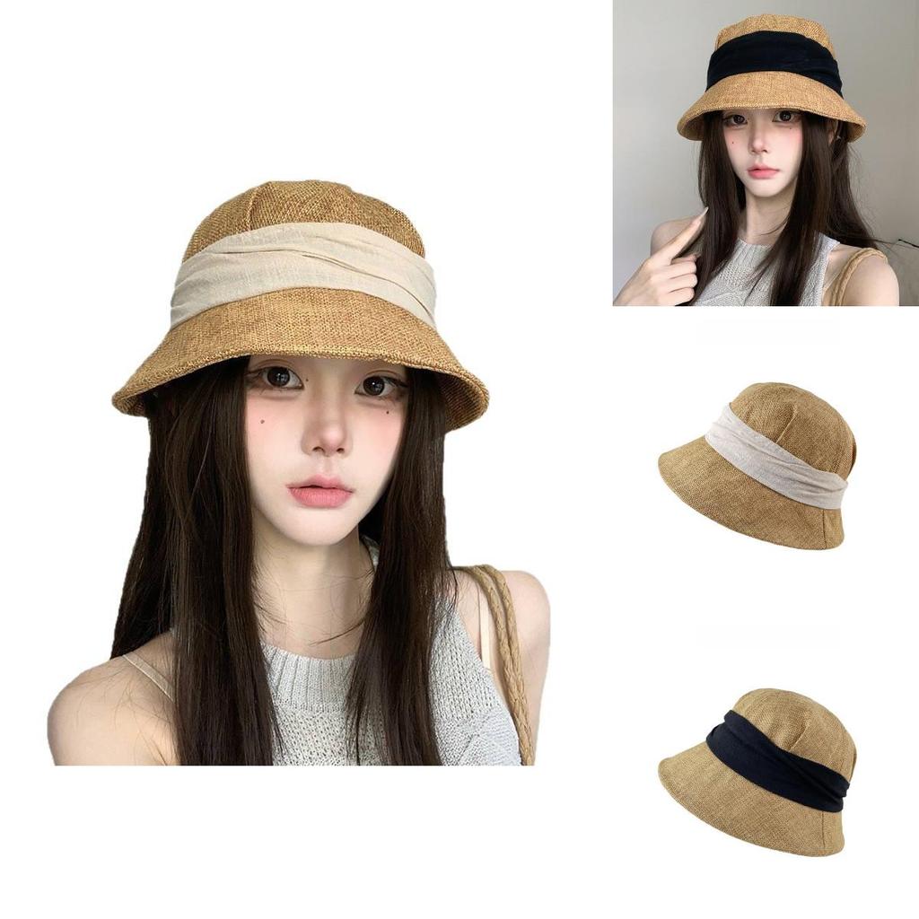 Vintage Cotton Linen Fisherman Hat With Wide Brim Sun Protection For Women Summer Casual Wear