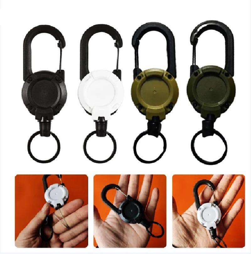 1Pc Backpack Tactical U-shaped Easy-pull Buckle Keychain Retractable Simple Black Outdoor Portable Steel Wire Four-color Spring Buckle