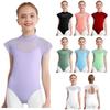 Flickor Spets Ärmkappor Dansleotard Skir Mesh Patchwork Urskuren Bodysuit för Balettövning Examen
