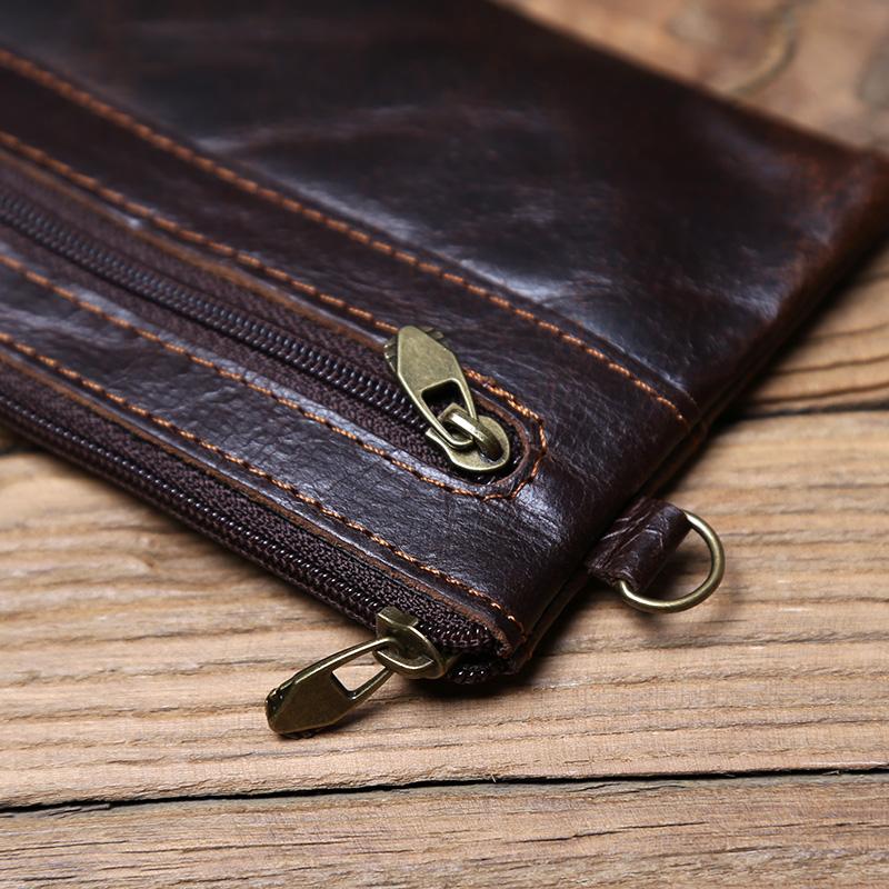 NZPJ Leder Münzen, Geeignet für Männer, Frauen, Mini Reißverschluss Geldbörsen, Kleine Portemonnaies, Damen Portemonnaies, Erste Schicht Rindsleder Herren Kartenhalter