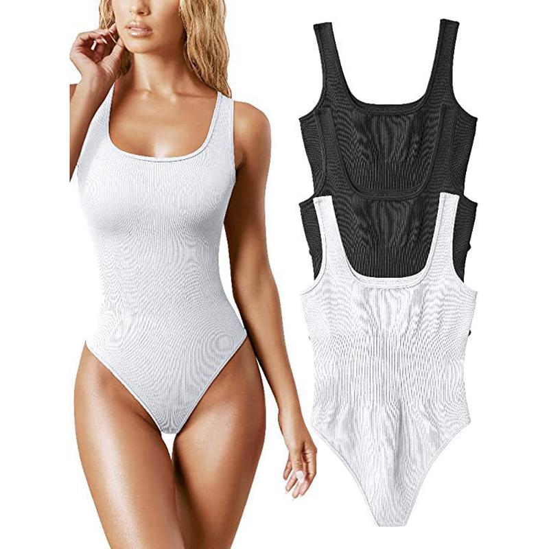 Ärmelloser Stretch-Westen-Bodysuit für Damen mit U-Ausschnitt