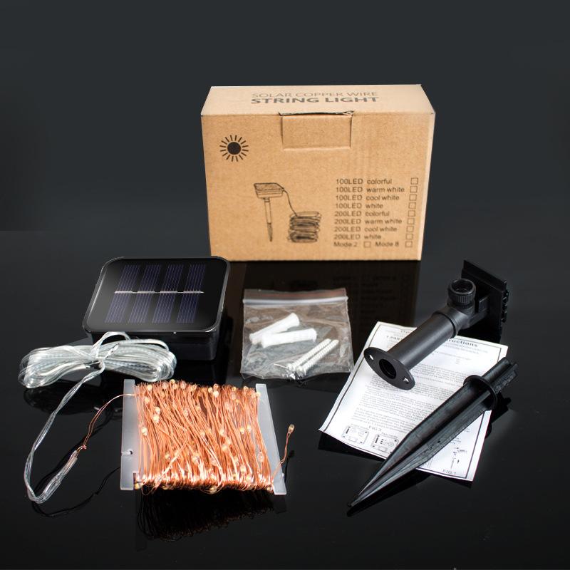 8 moduri șir de lumini solare 10-30m 100-300LED, ghirlande de exterior impermeabile, lampă cu energie solară de Crăciun pentru decorarea grădinii