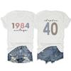 Sommer O-Ausschnitt T-Shirt 1984 Vintage Kapitel 40 Print lockeres Trend-Kurzarm-Oberteil