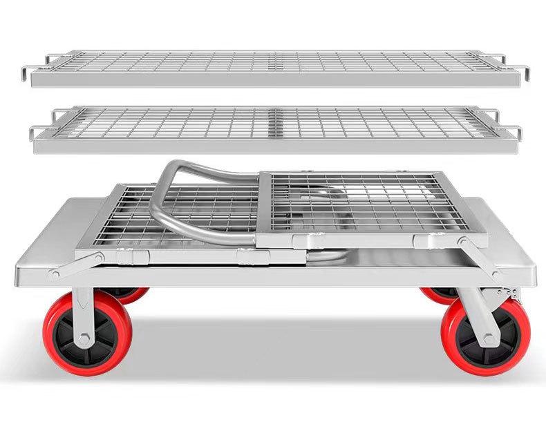 Compact Folding Hand Truck Storage Cart with Fence