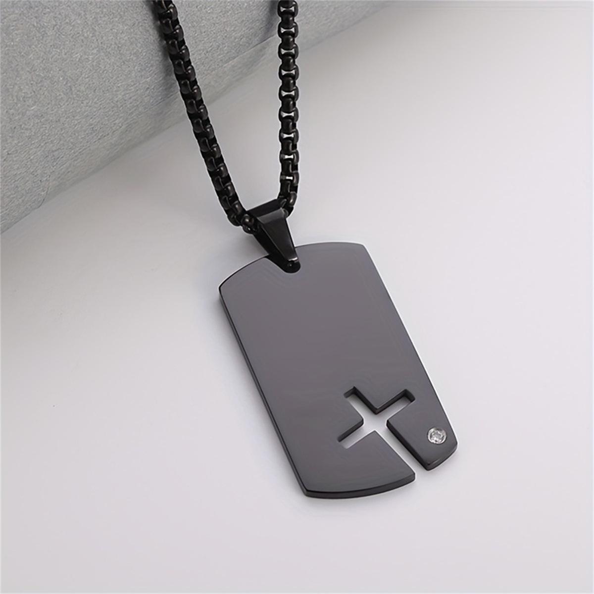 Fashionable Gold Diamond Glossy Hollow Cross Pendant Necklace 60CM