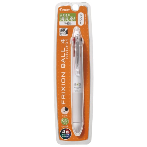Pilot Erasable 4 Color Ballpoint Pen Frixion Ball 4 0.5 White P-LKFB-80EF-W