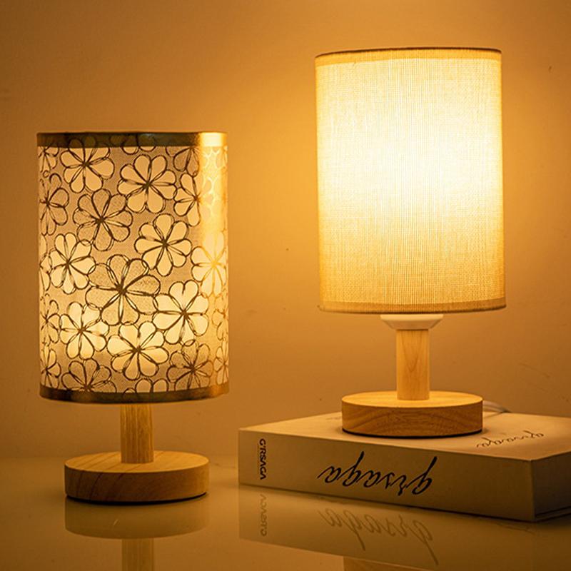 Usb Bedside Lamp Night Lights Table Lamp With Cylinder Lamp Shade For Bedroom Bedside Lamp Study Dormitory Led Night Light