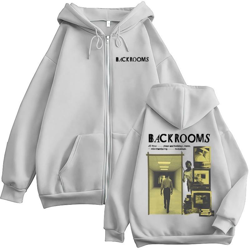 Horror Movie Backrooms Zipper Hoodies Men's Women Clothing Casual Long Sleeves Zip Up Hooded Sweatshirts Jackets Coat Streetwear