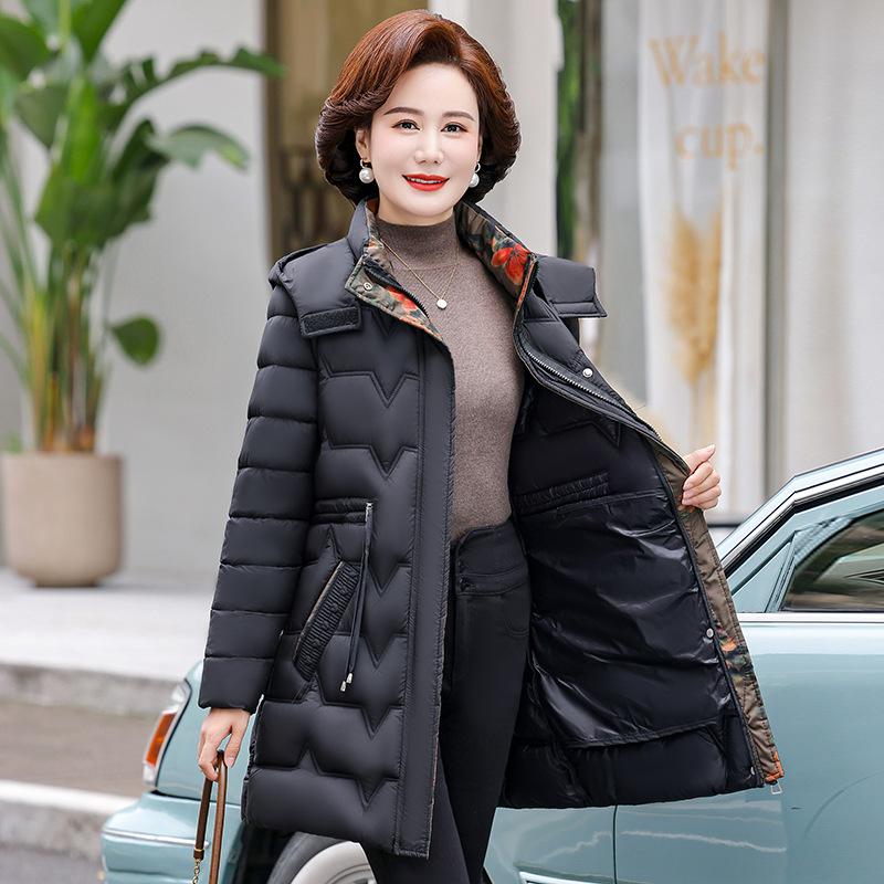 New winter padded clothes women's medium and long winter padded jacket women's thickened padded clothes fashion hooded