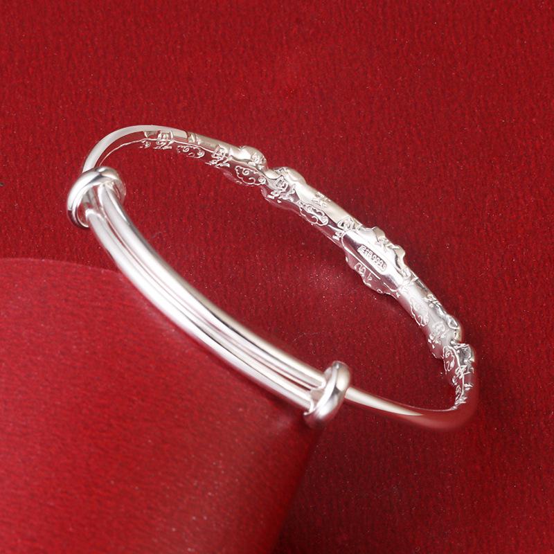 Sterling Silver Kitten Bracelet for Girls (Ages 4-15) - Medium/Large, Perfect for Children's Day