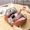 New first-layer cowhide portable cosmetic bag large-capacity simple wind portable toilet bag leather travel storage bag