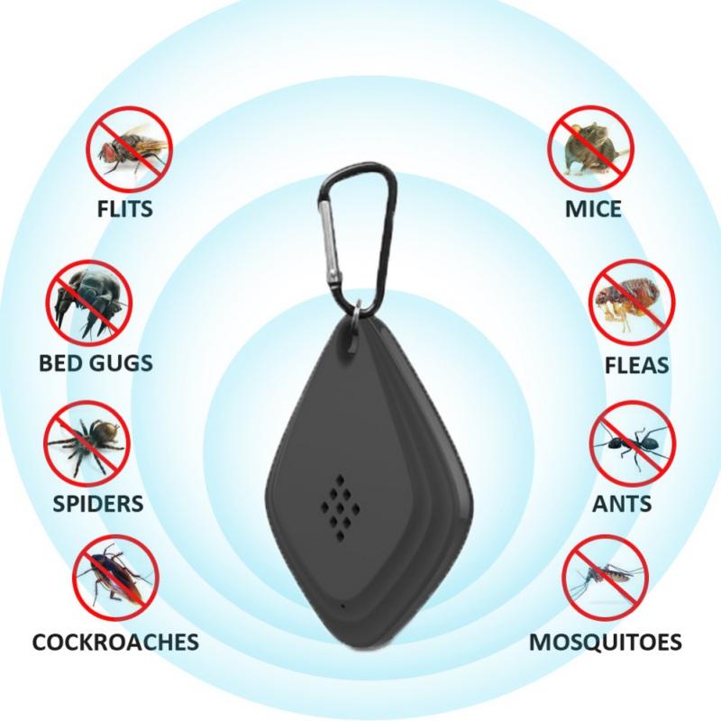 USB Rechargeable Ultrasonic Mosquito Repeller With Hanging Hook Portable Non-Toxic Electronic Pest Killer For Outdoor Travelling Or Home Use
