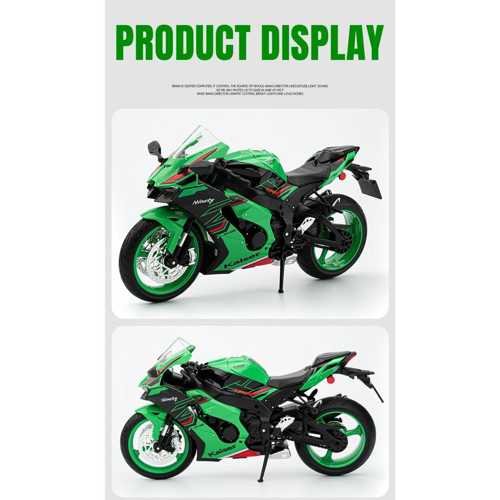 1/9 Kawasaki ZX10R Ninja Alloy Die Cast Motorcycle Model Toy Vehicle Collection Sound and Light Off Road Autocycle Toys Car