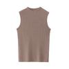 Lekasha Women's Cashmere Sleeveless Slim-Fit Sweater, Spring/Summer Wool Knit Base Layer, Half-High Neck.