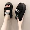 2025 new pearl fairy thick-soled cool slippers women wear small cross-heeled soft-soled slippers in summer