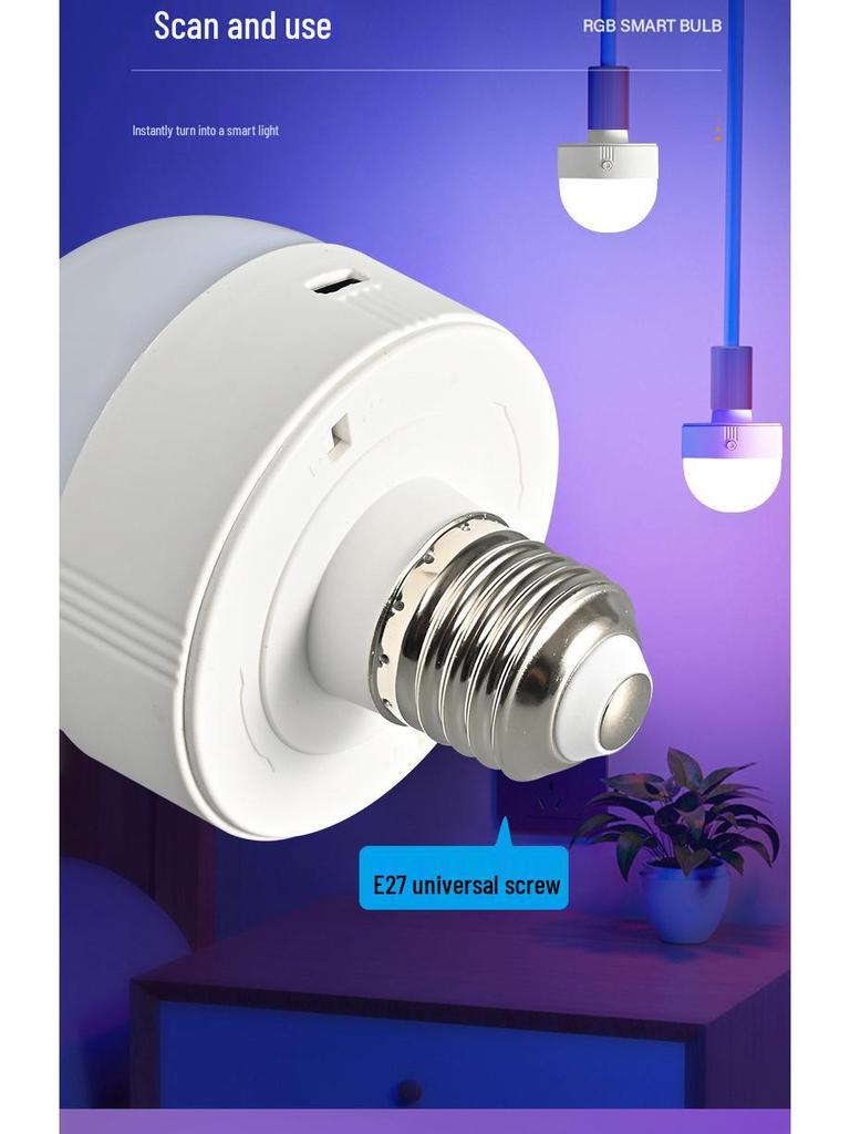Rechargeable E27 Wireless Wall/Table Lamp with RGB & Three-Color Bulb, Remote & Touch Control