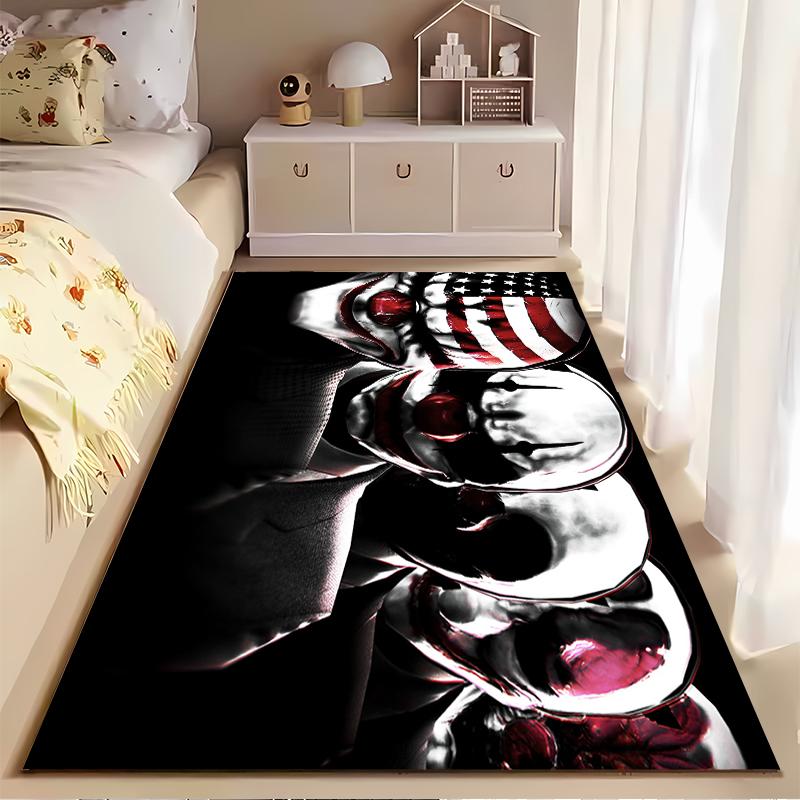 Clown Mask Pattern Rug Design. Non-slip Rug Suitable for Living Room and Bedroom Sofas."