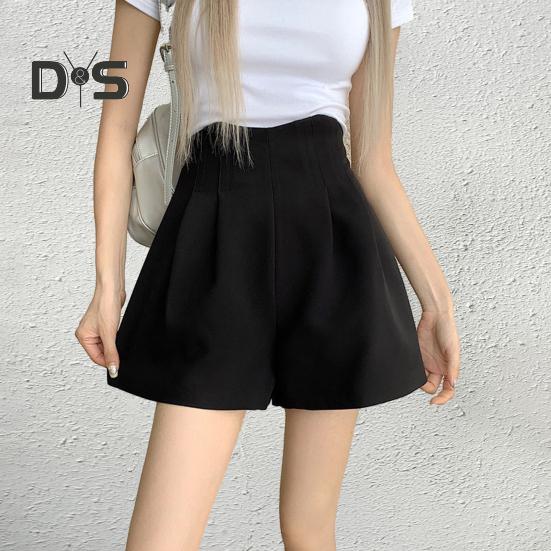 Damen Anzug-Shorts, hoch taillierte Plissee-Shorts, elegante Arbeitsshorts, lässige Loungewear mit weitem Bein