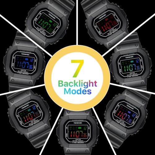 10 ATM Water Resistant Sports Watch for Swimming and Diving, with Alarm Clock, Stopwatch, Timer, Dual Time, Calendar, and 12-hour and 24-hour Format S