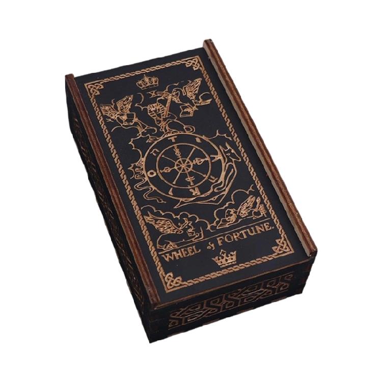 Wood Push Pull Tarots Card Storage Box Portable Card Container Astrology Trinkets Box Divination Card Storage Case