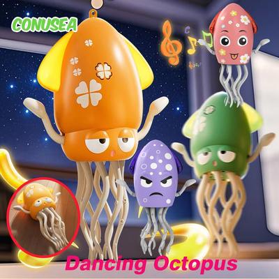 Electric Dancing Squid Octopus Dancer Novelty  Fidget Toys Luminous Music Baby Crawling  Toys Games For Kids Children Pets Cats
