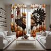 2pcs Set HD Thanksgiving Turkey Pumpkin Maple Leaf Decorative Curtain Yellow Tie Digital Printed Curtain Home Decor Styl